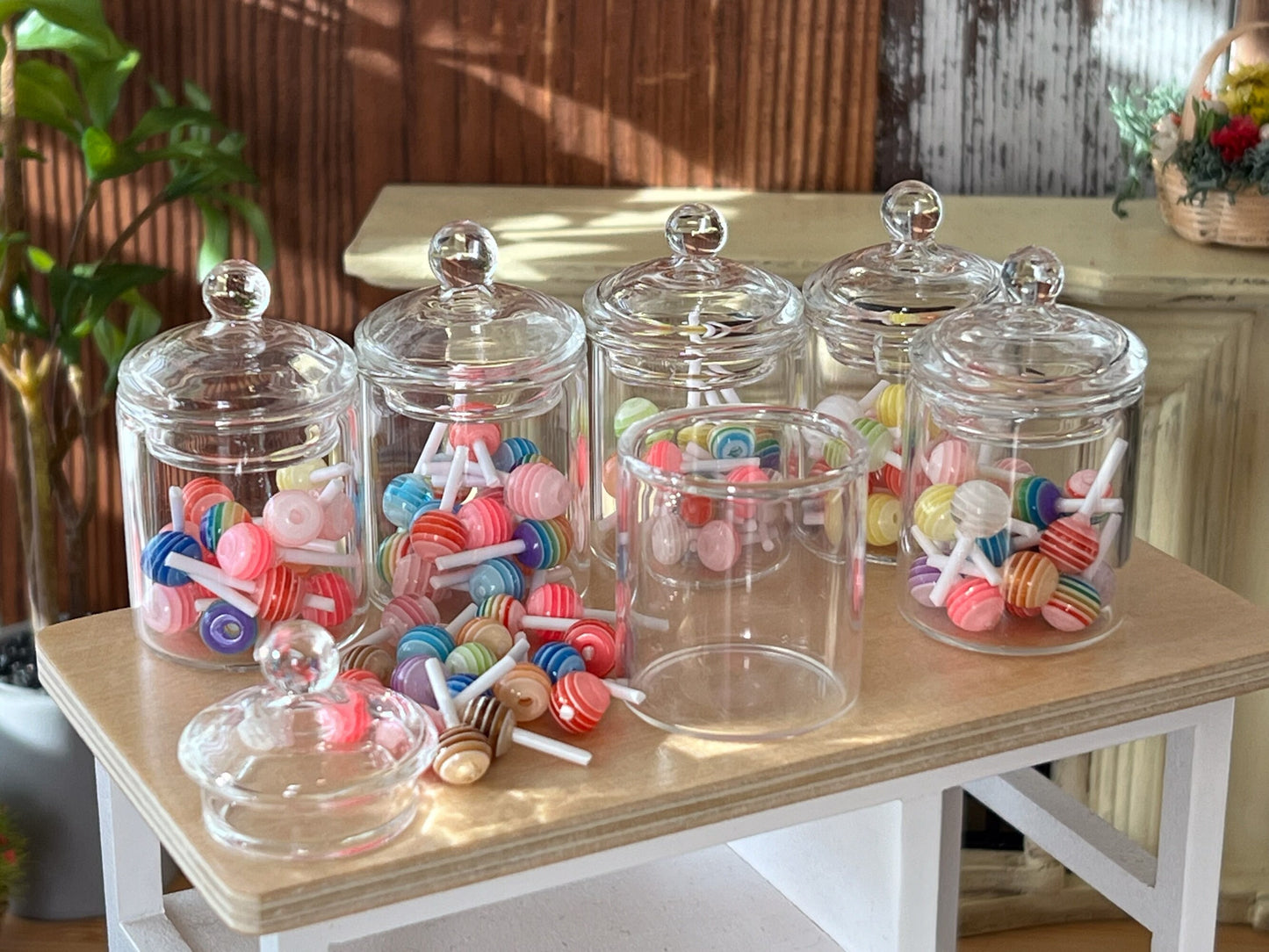 Dollhouse Glass Candy Jar with 20 Clay Lollipops 1:6 Scale – Doll Candy __etsy:6324583504