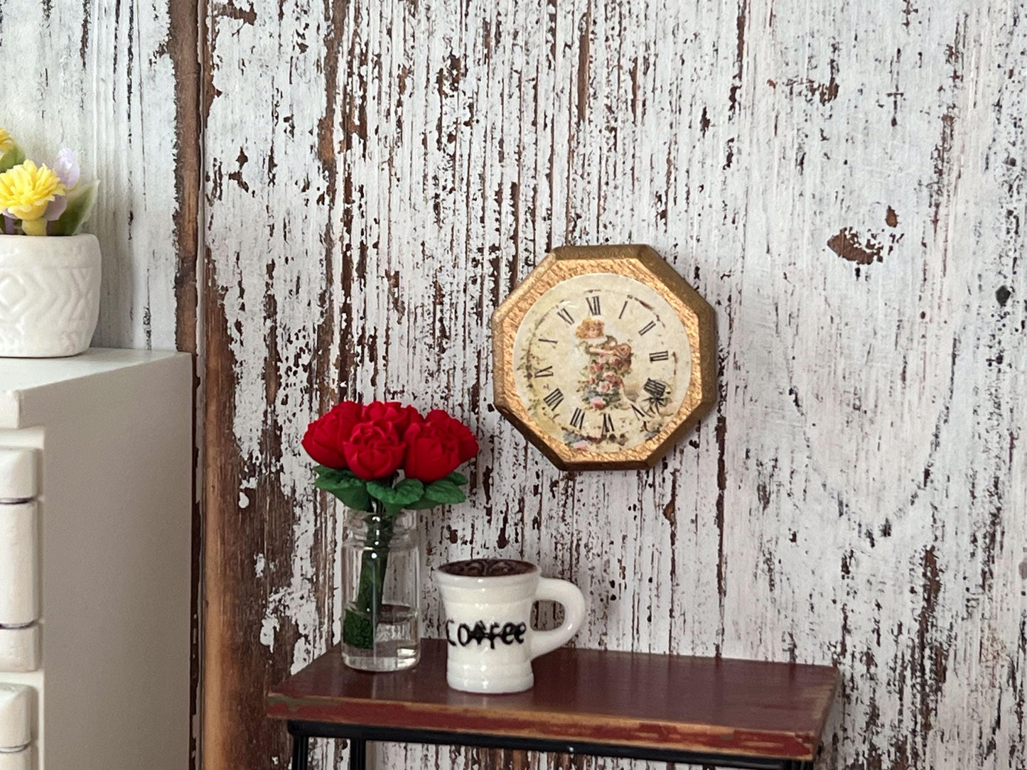 Dollhouse Miniature Wooden Wall Clock: Home/Office Decor (1 1/4") __etsy:6467372807