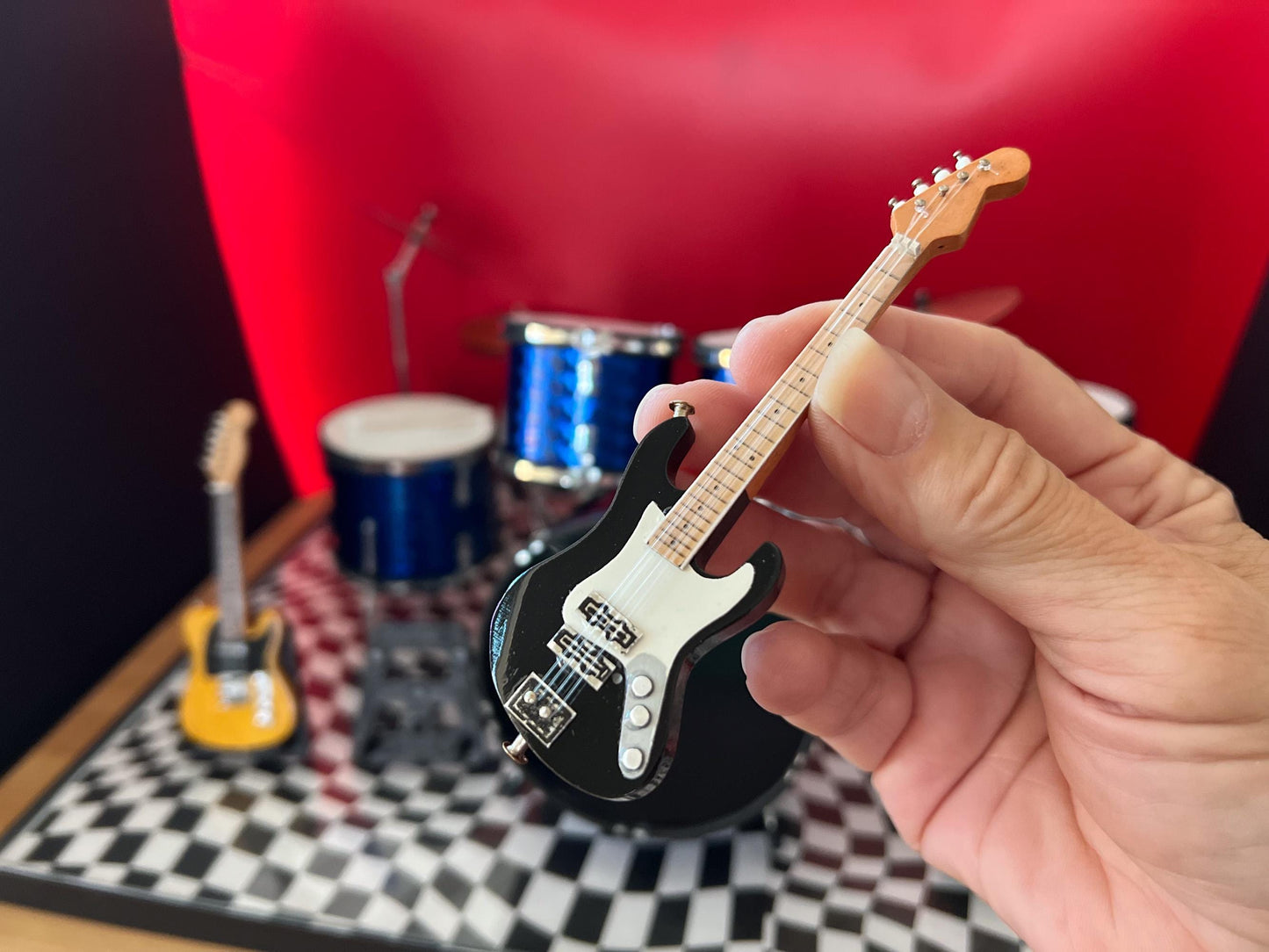 Dollhouse Zildjian Drum & Guitar Set - 1:6 Scale Dollhouse Music Room Collectible Blue Drums __etsy:6636782527