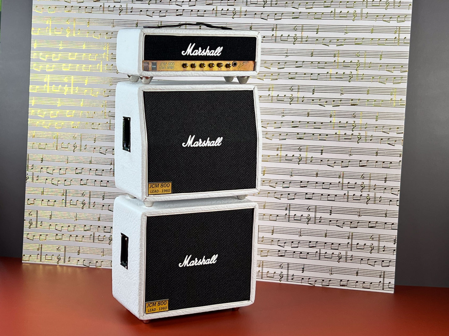 1:12 Scale Miniature White 3-Stack Guitar Amplifier – Collectible Dollhouse Music Room Decor
