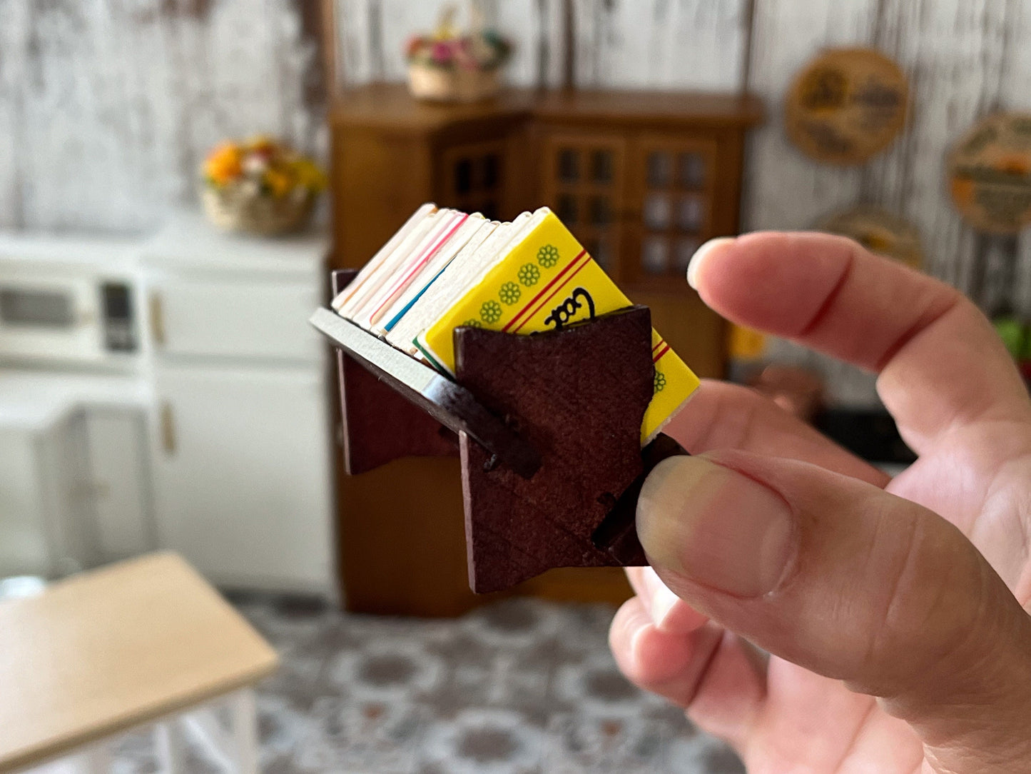 Miniature Bookshelf with Books â 1:12 Scale Dollhouse Wooden Shelf with 13 Colorful Mini Books __etsy:6123623168