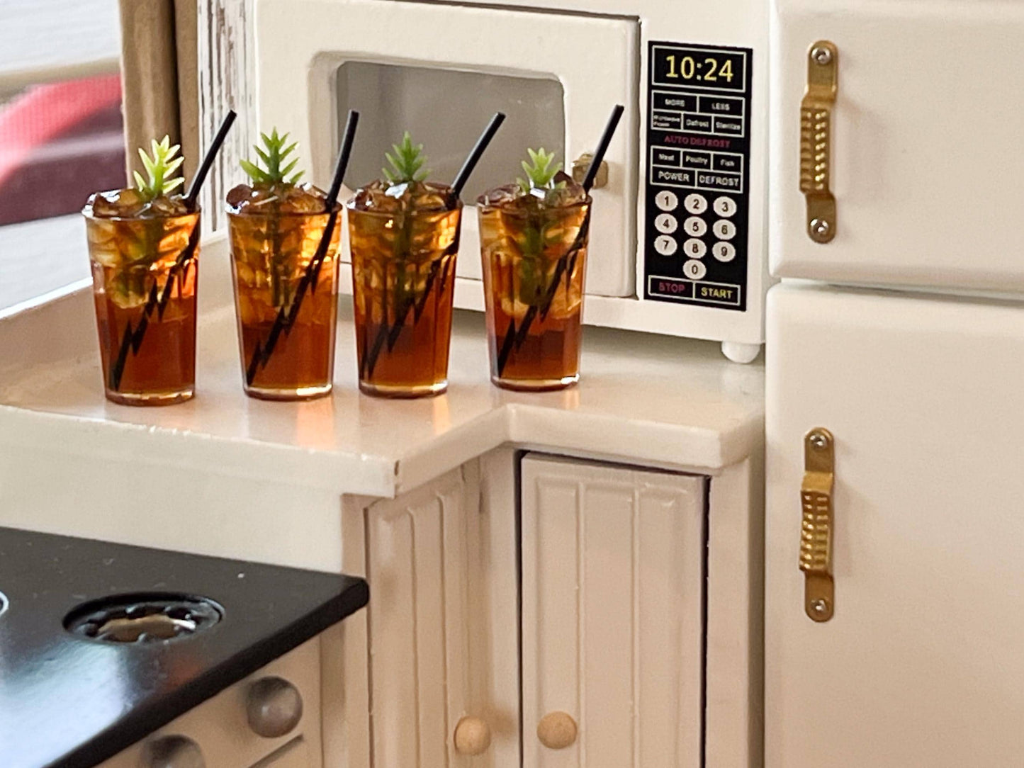 Miniature Iced Tea Tumbler 1:6 Scale - 4PC Set- Dollhouse Resin Tea Glasses Kitchen Decor __etsy:6500289965