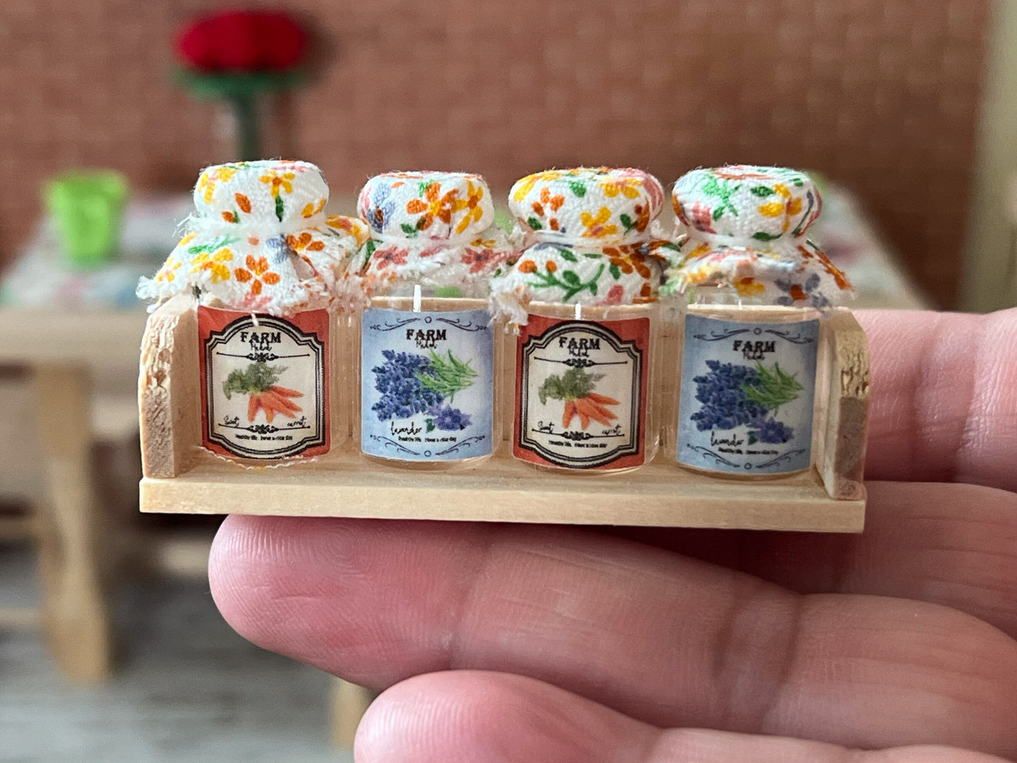 Miniature Jelly Preserves 1:12 Scale-Dollhouse Glass Jam Jars on a Shelf __etsy:5689496833