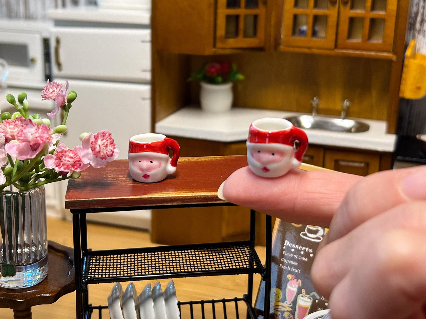 Miniature Santa Mug Set 1:12 Scale – 2pc Ceramic Christmas Cups | Dollhouse Holiday Decor __etsy:6547846457