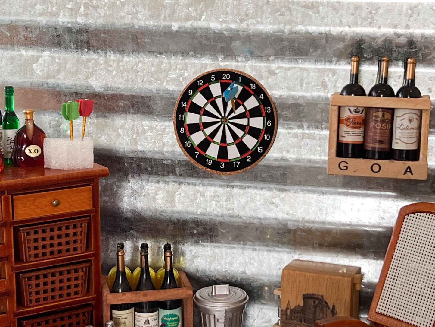 Miniature 1:12 Scale Dart Board with Darts | Dollhouse Decor __etsy:7275010190