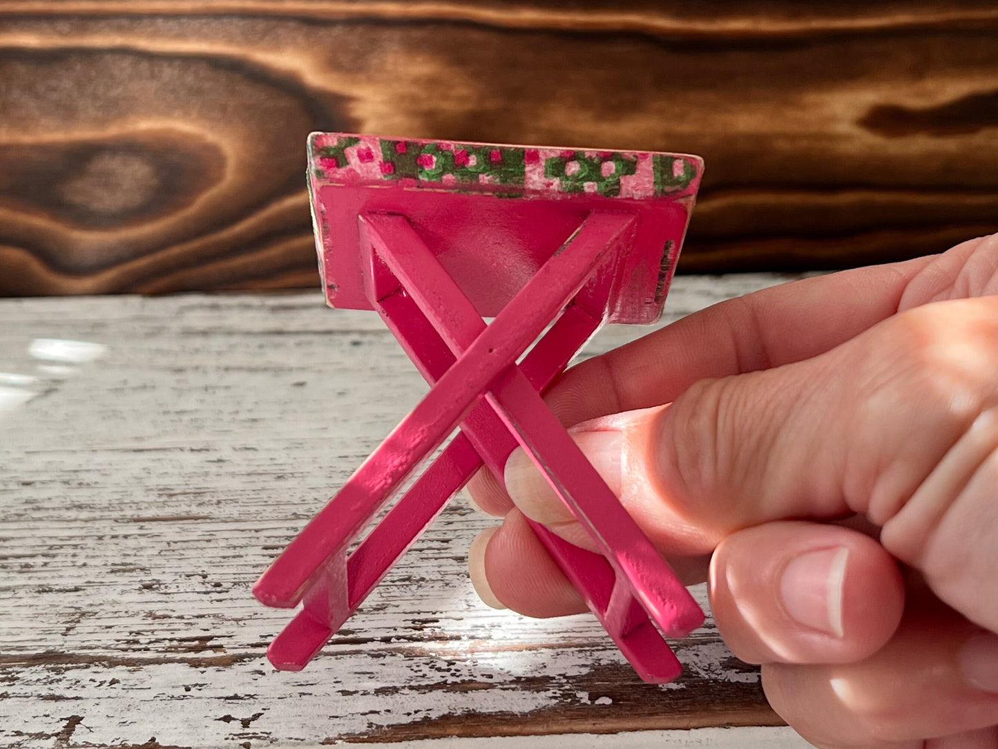 Miniature 1:12 Scale Rustic Pink TV Tray-Dollhouse Tray Home Decor __etsy:6106275879