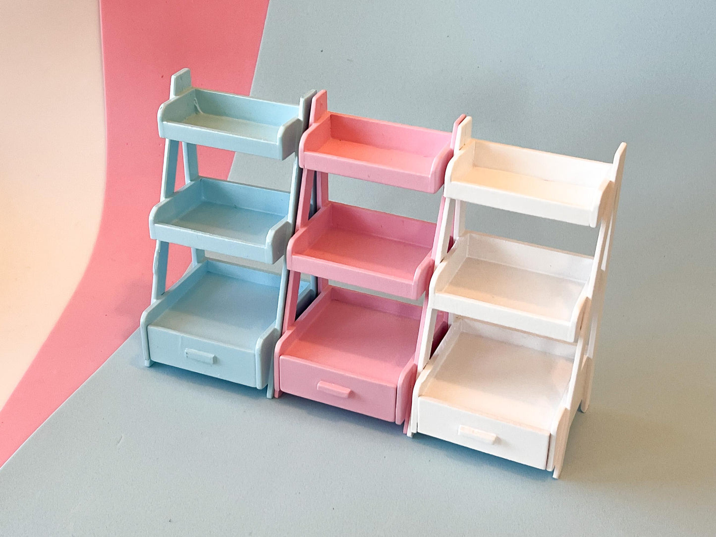 Miniature 3-Tier Wooden Shelf Stand with Drawer 1:12 Scale – Dollhouse Furniture __etsy:6433295718