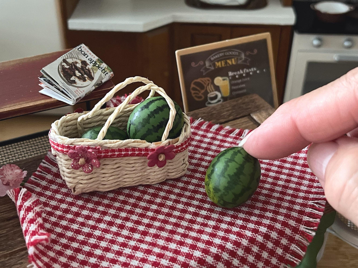 Miniature Watermelon 1PC - 1:12 Scale β Dollhouse Realistic Food Decor __etsy:7322098087