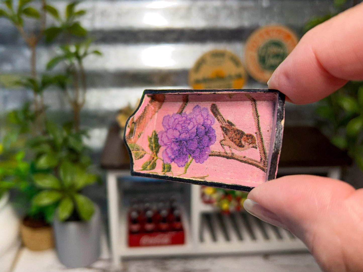 Miniature Wooden Serving Tray 1:12 Scale – Pink Tea & Carrying Tray for Dollhouse __etsy:7654736388