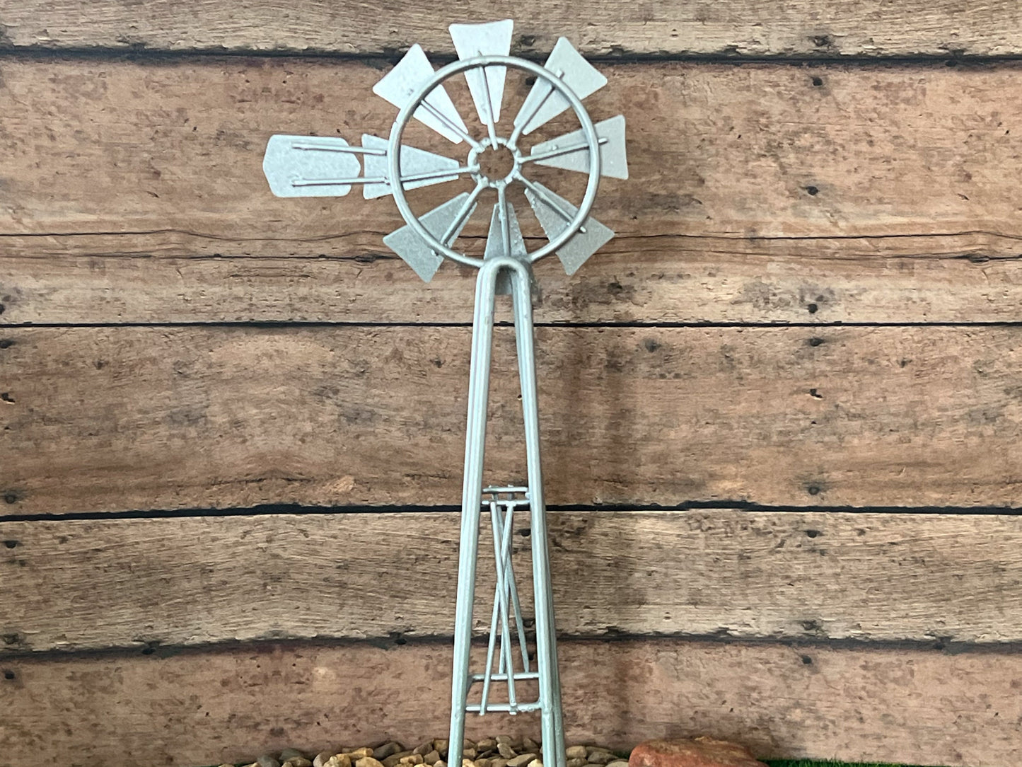 Dollhouse Miniature Windmill â 1:12 Scale Galvanized Metal Wind Pump | Rustic Dollhouse Yard | Farmhouse Accessory | Country Scene __etsy:5927027342