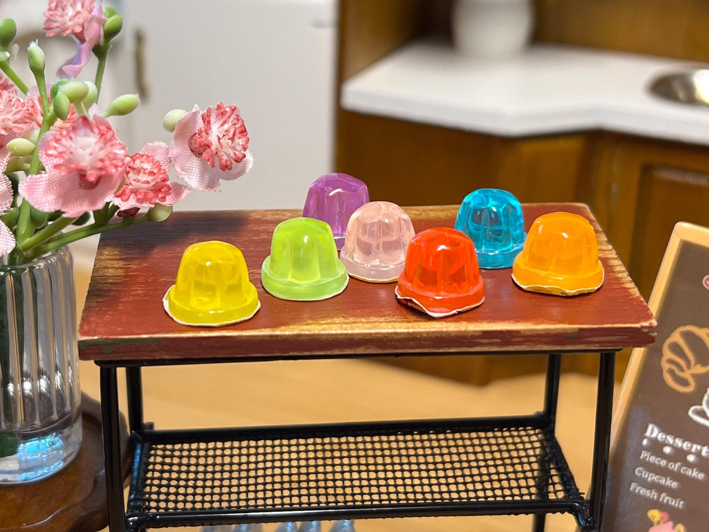 Miniature Jello 4 PC - 1:12 Scale - Dollhouse Colorful Sweet Jellies __etsy:6499896546