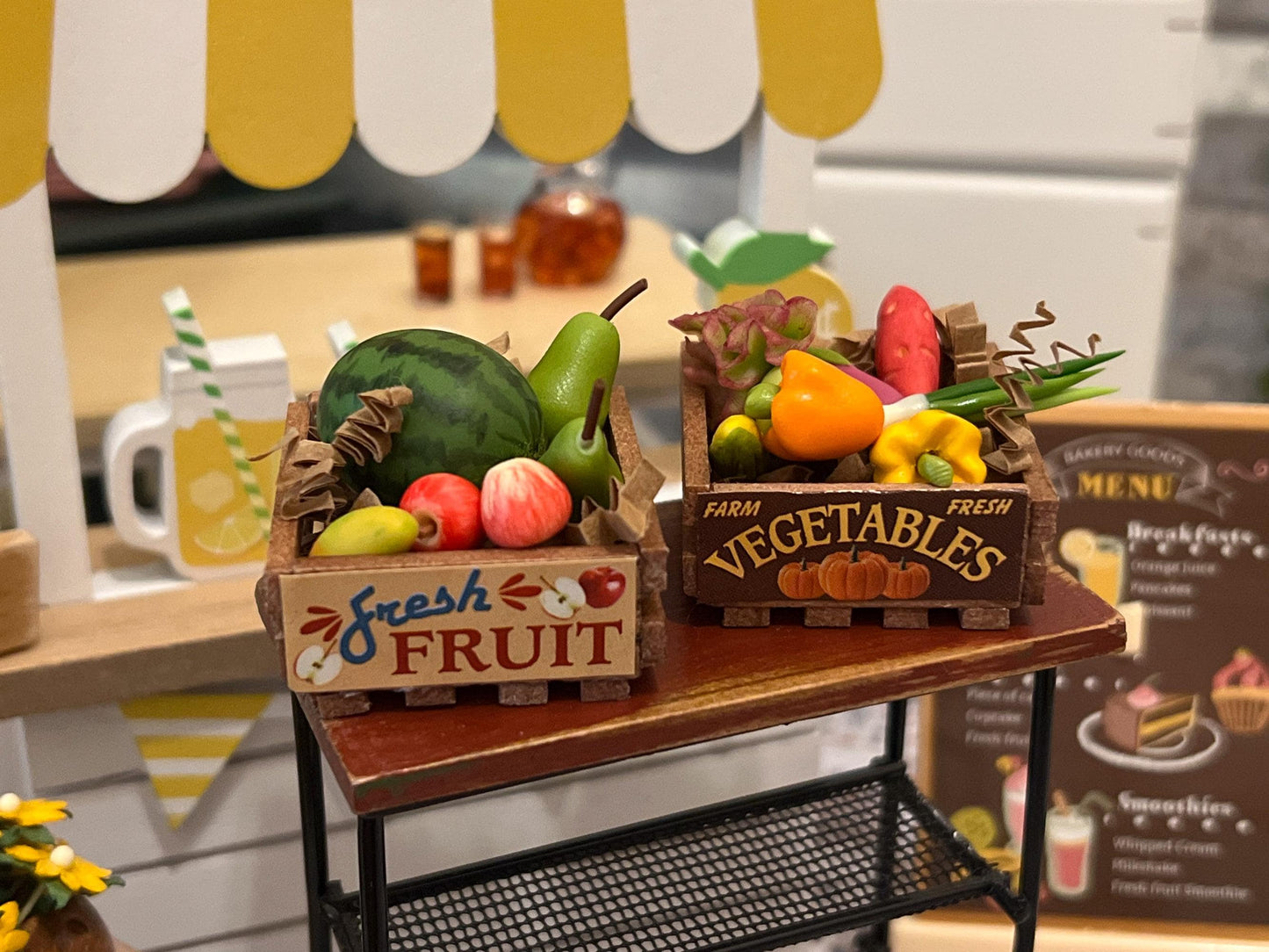 Miniature Wooden Fruit & Vegetable Crates – 1:12 Scale - Dollhouse Supermarket Kitchen Decor __etsy:6716660464