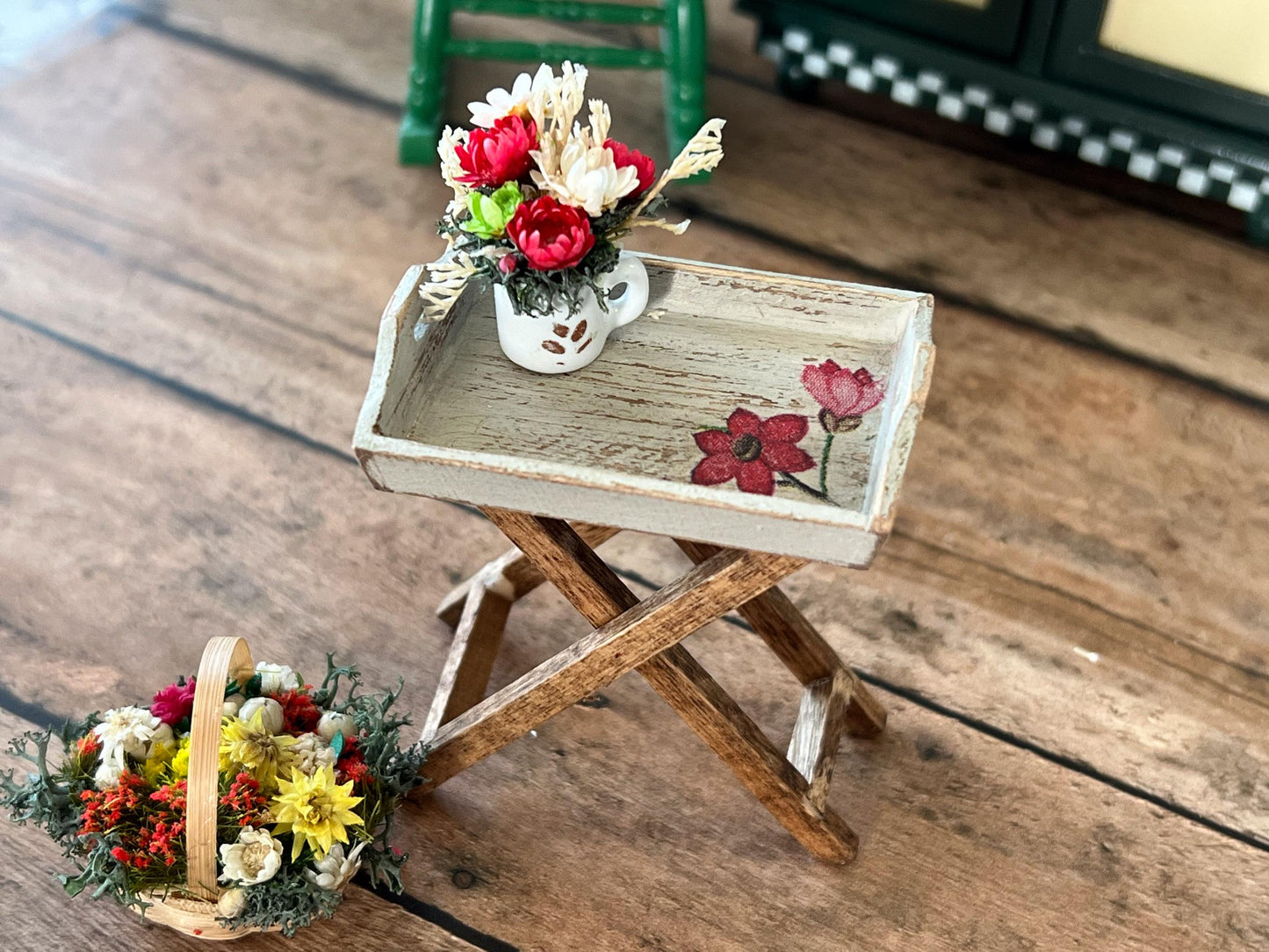 Miniature 1:12 Scale Rustic Beige TV Tray Table – Dollhouse Furniture Decor __etsy:6780061244