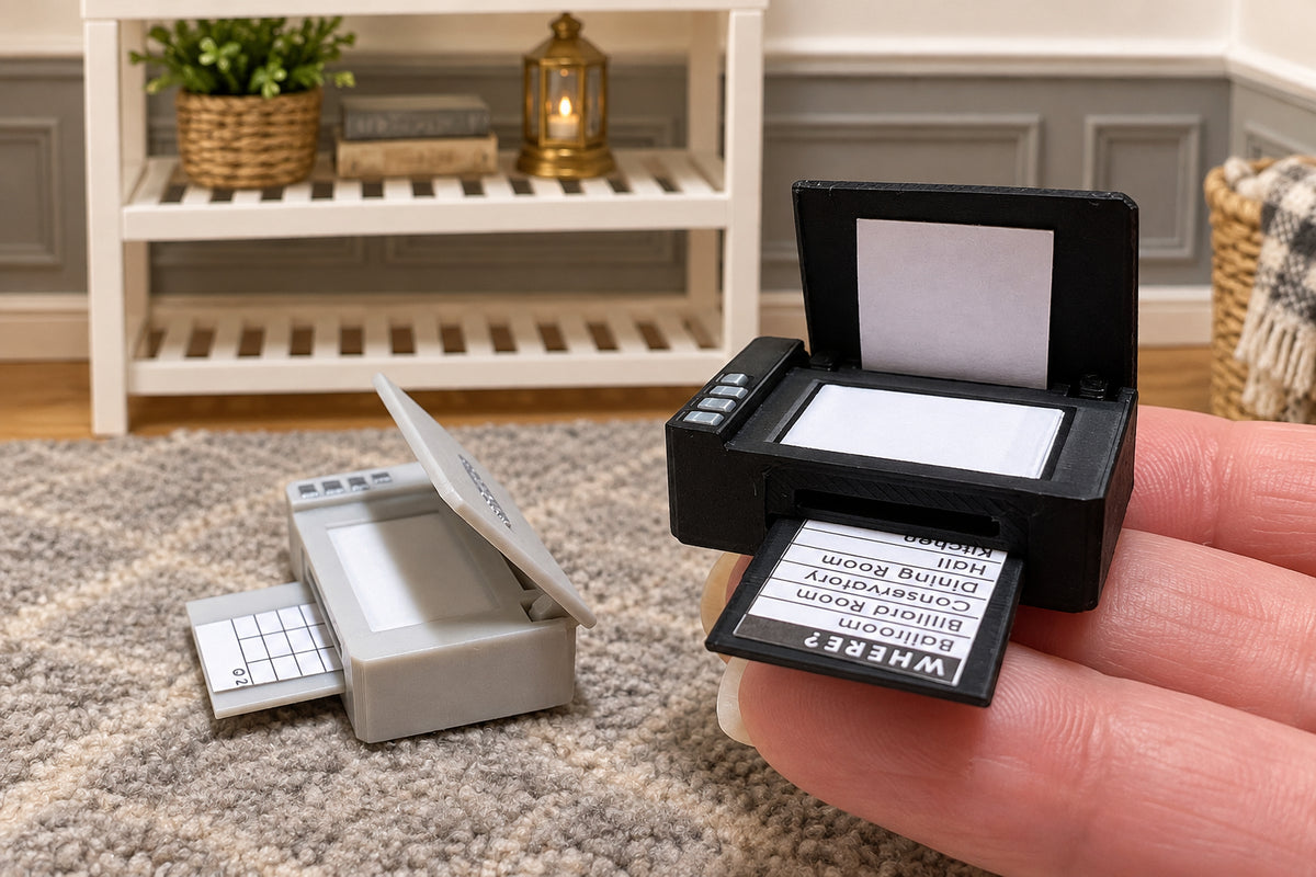 1:12 Scale Miniature Plastic Printer – Black or Light Gray – Dollhouse Office Accessory