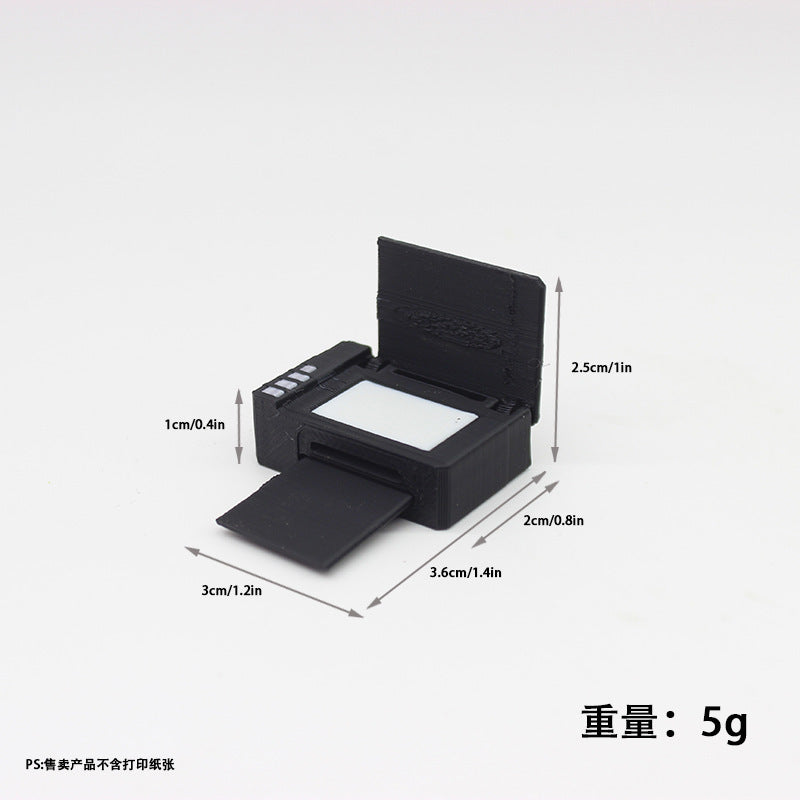 1:12 Scale Miniature Plastic Printer – Black or Light Gray – Dollhouse Office Accessory