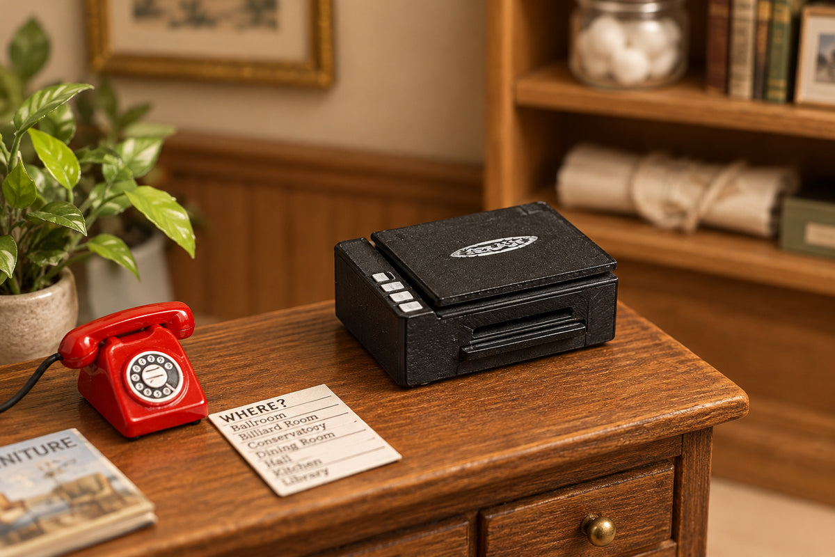 1:12 Scale Miniature Plastic Printer – Black or Light Gray – Dollhouse Office Accessory