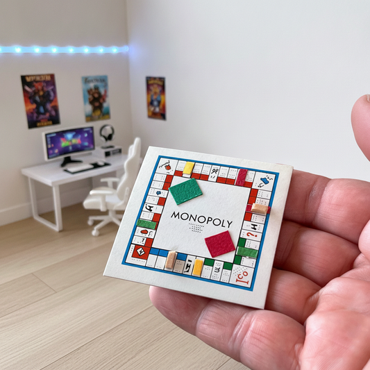1:12 Scale Miniature Monopoly Board Game – Dollhouse Game Room Accessory