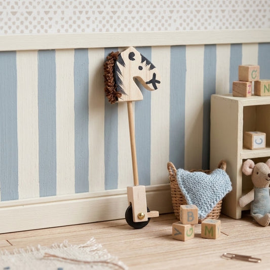 1:12 Scale Miniature Wooden Hobby Horse – Vintage Dollhouse Toy
