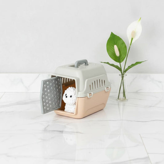 1:12 Scale Miniature Dog Crate with White Poodle – Dollhouse Pet Accessory