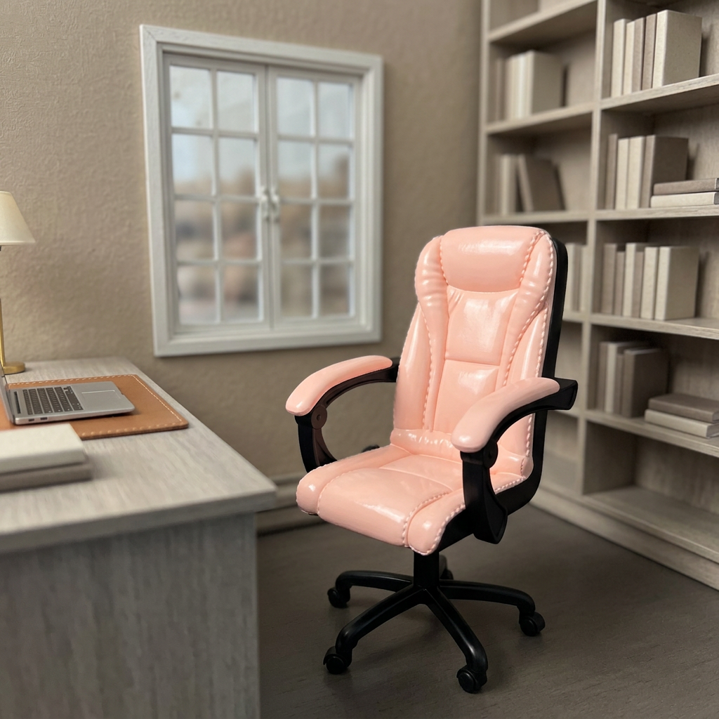 1:6 Scale Miniature Pink Executive Swivel Office Chair – Dollhouse & Action Figure Furniture