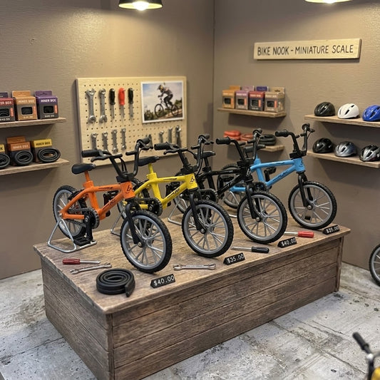 1:12 Scale Miniature Metal Mountain Bike – Blue, Yellow, Orange or Black