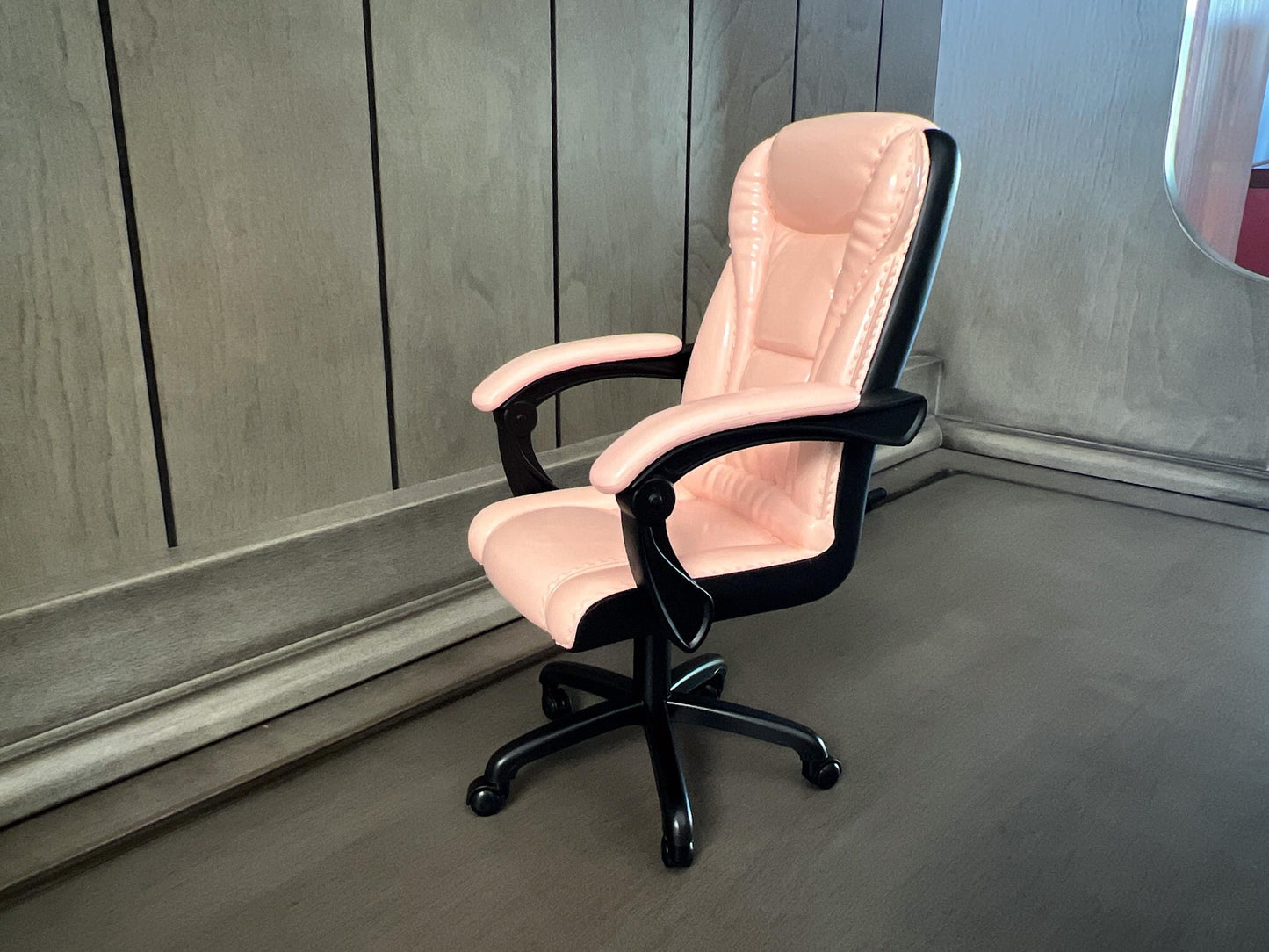 Dollhouse Executive Swivel Office Desk Chair – 1:6 Scale – Pink Backrest Action Figure Furniture __etsy:6809206053