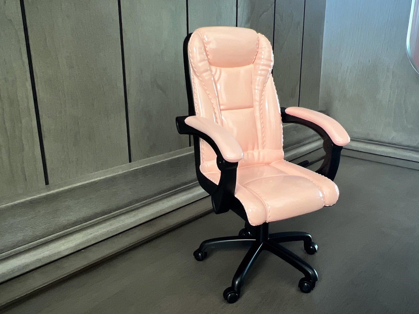 Dollhouse Executive Swivel Office Desk Chair – 1:6 Scale – Pink Backrest Action Figure Furniture __etsy:6809206123
