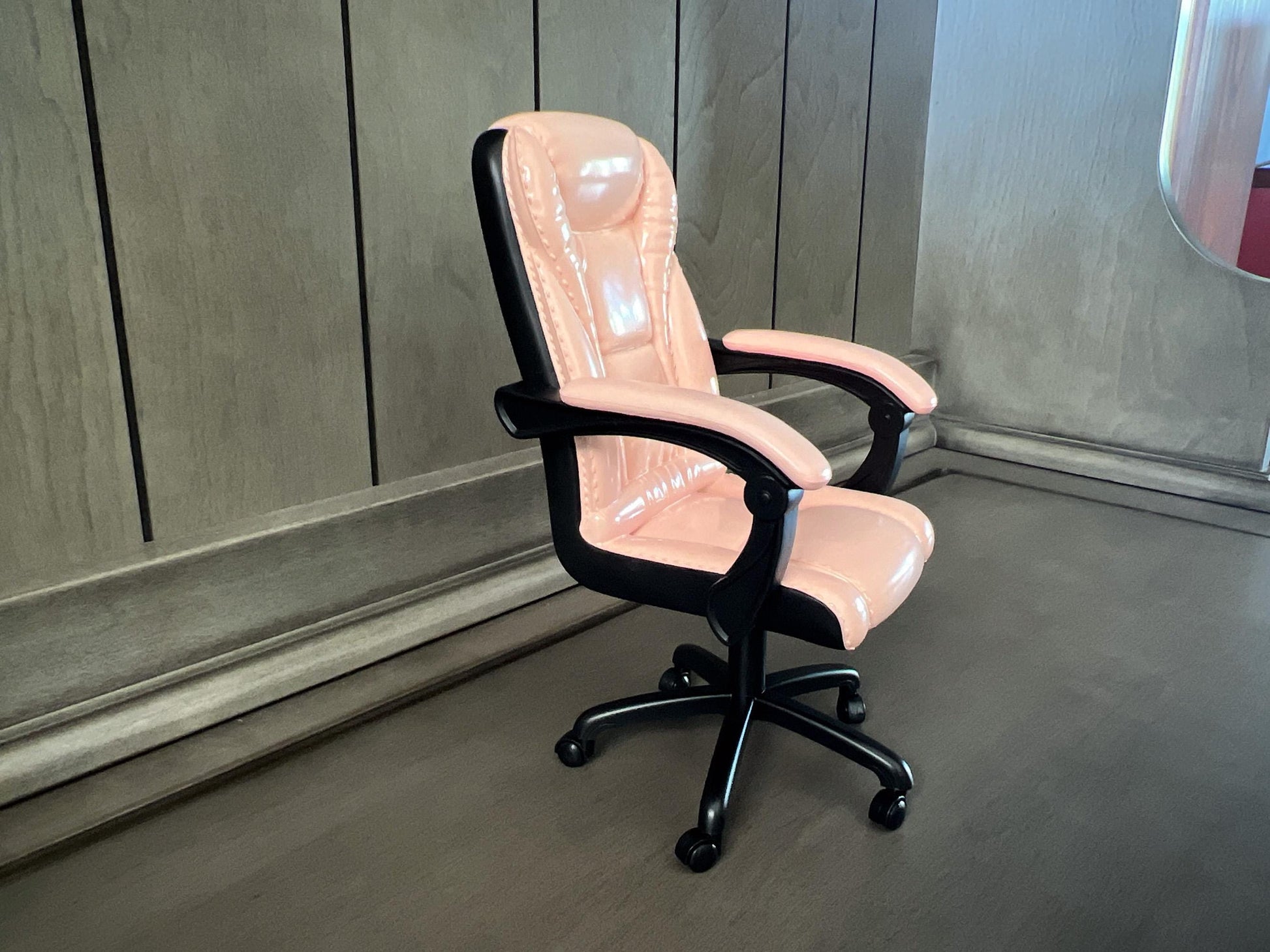 Dollhouse Executive Swivel Office Desk Chair – 1:6 Scale – Pink Backrest Action Figure Furniture __etsy:6809206135