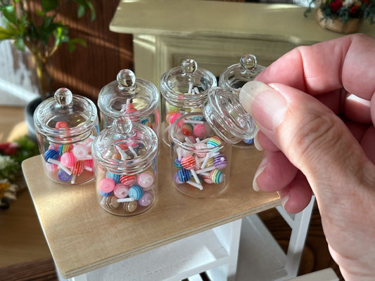 Dollhouse Glass Candy Jar with 20 Clay Lollipops 1:6 Scale – Doll Candy __etsy:6324583394