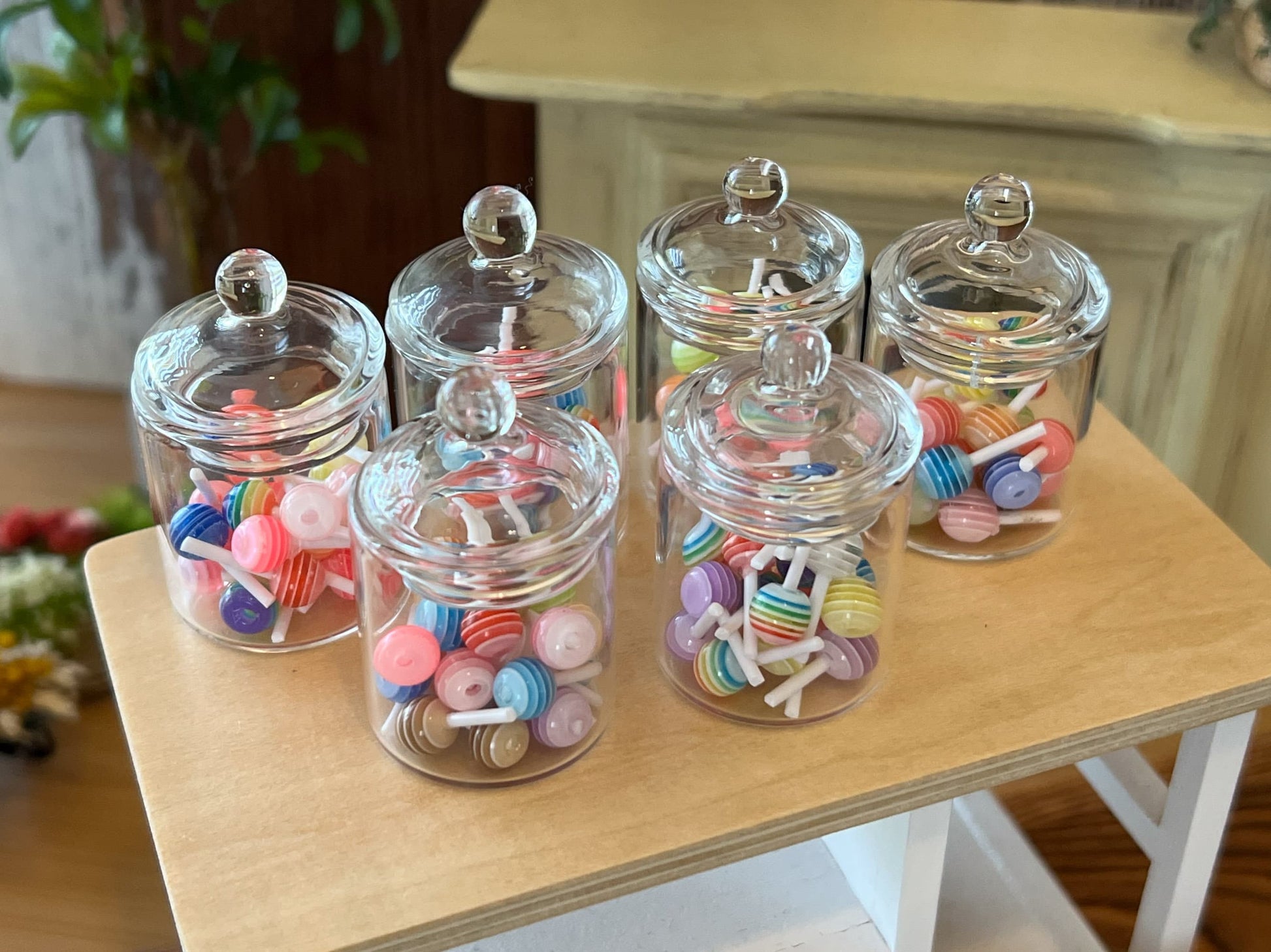Dollhouse Glass Candy Jar with 20 Clay Lollipops 1:6 Scale – Doll Candy __etsy:6324583390