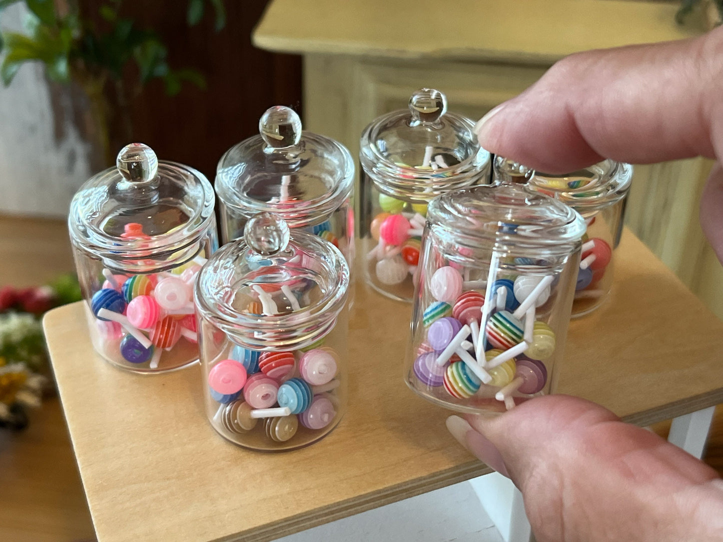 Dollhouse Glass Candy Jar with 20 Clay Lollipops 1:6 Scale – Doll Candy __etsy:6324583388