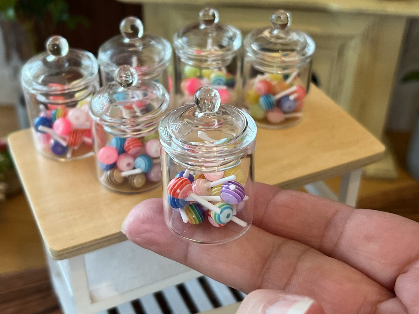 Dollhouse Glass Candy Jar with 20 Clay Lollipops 1:6 Scale – Doll Candy __etsy:6372650115
