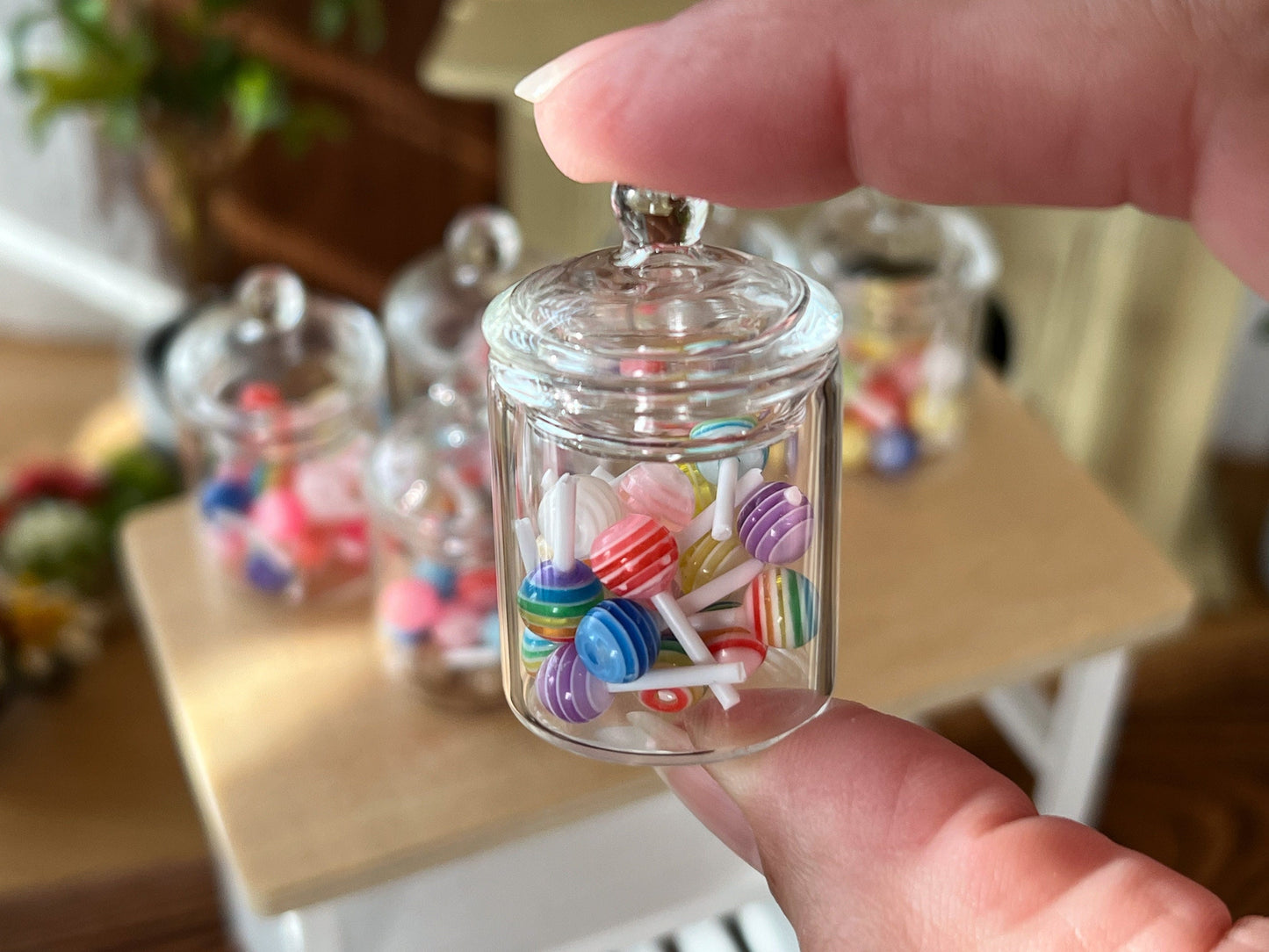 Dollhouse Glass Candy Jar with 20 Clay Lollipops 1:6 Scale – Doll Candy __etsy:6372650197