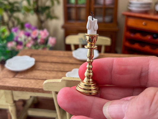 Dollhouse Golden Candlestick Holder 1:6 Scale –  Miniature Antique Metal Tabletop Decor __etsy:7010300981