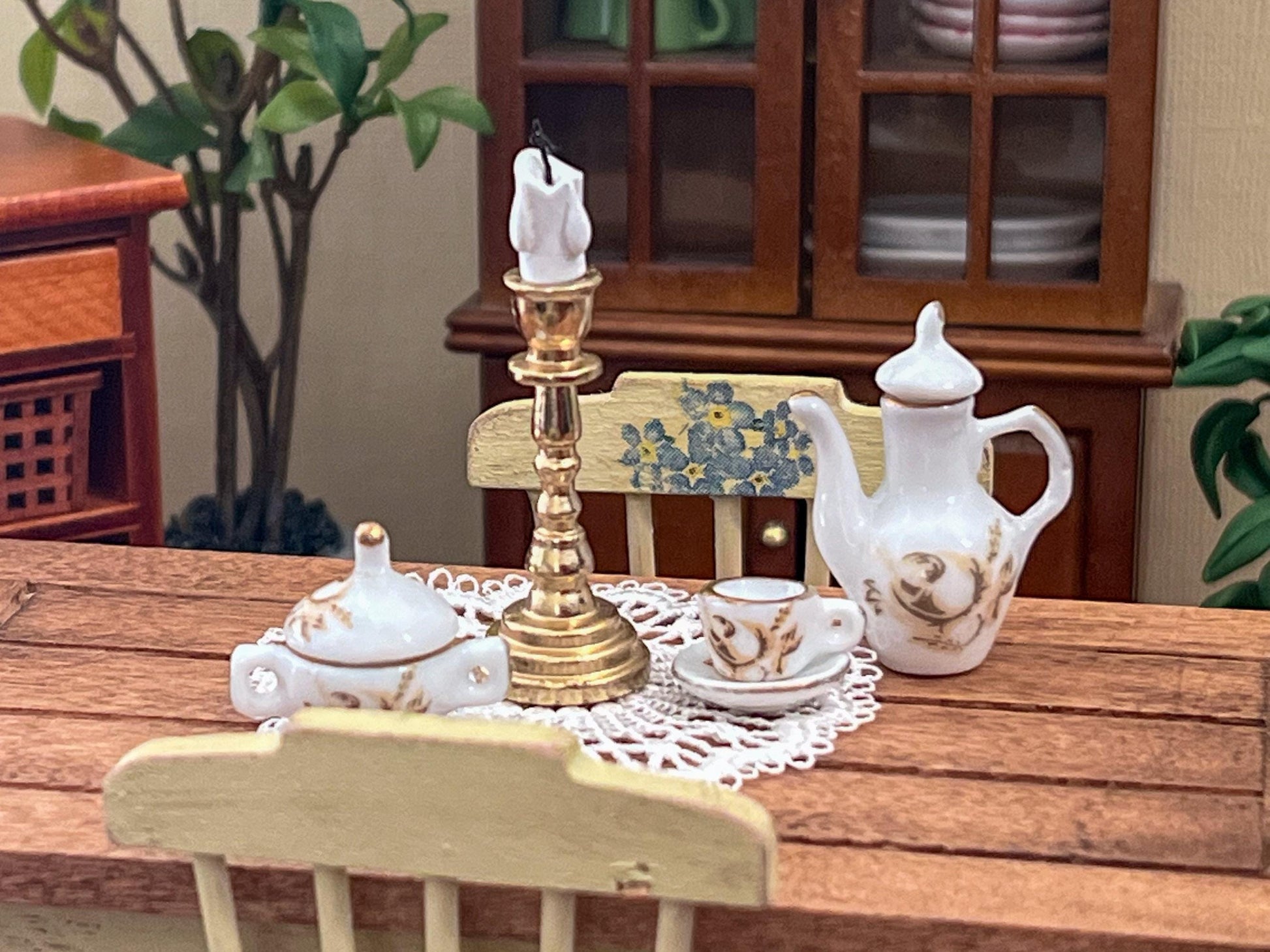 Dollhouse Golden Candlestick Holder 1:6 Scale –  Miniature Antique Metal Tabletop Decor __etsy:7010301045
