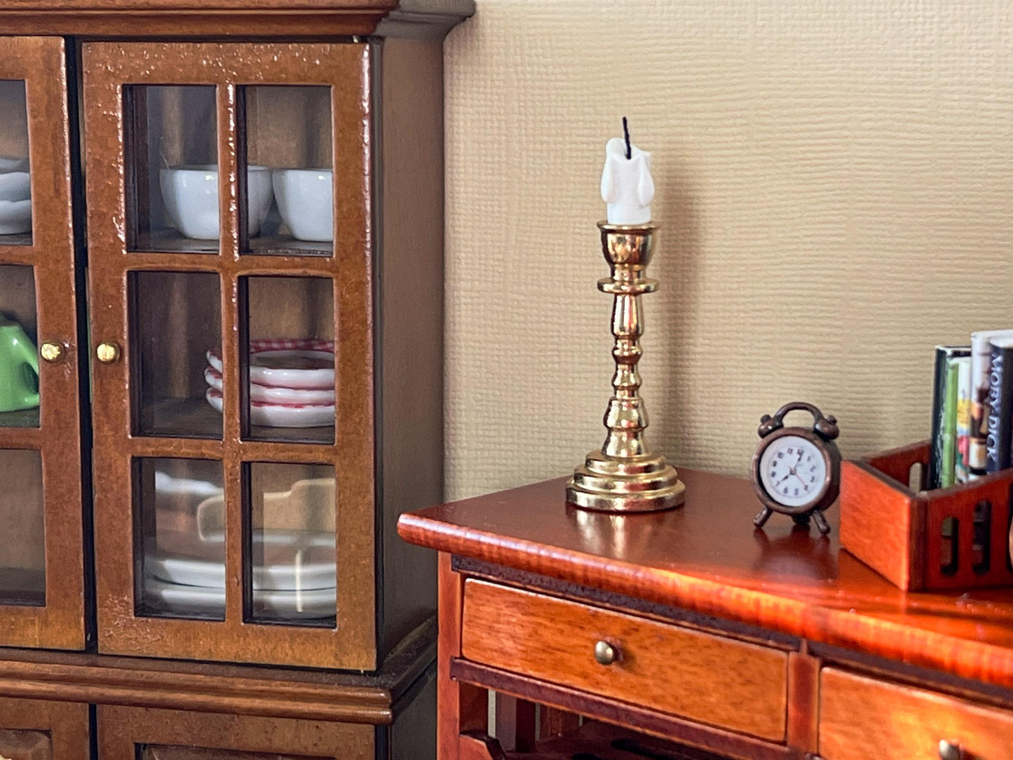 Dollhouse Golden Candlestick Holder 1:6 Scale –  Miniature Antique Metal Tabletop Decor __etsy:6962335328