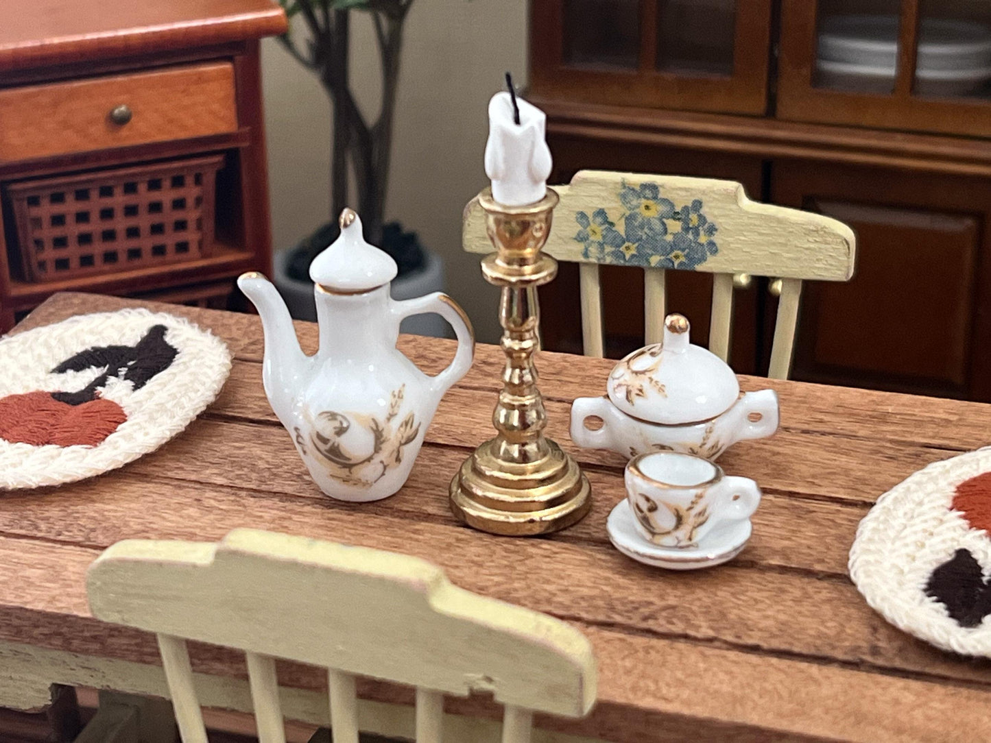 Dollhouse Golden Candlestick Holder 1:6 Scale –  Miniature Antique Metal Tabletop Decor __etsy:6962335408