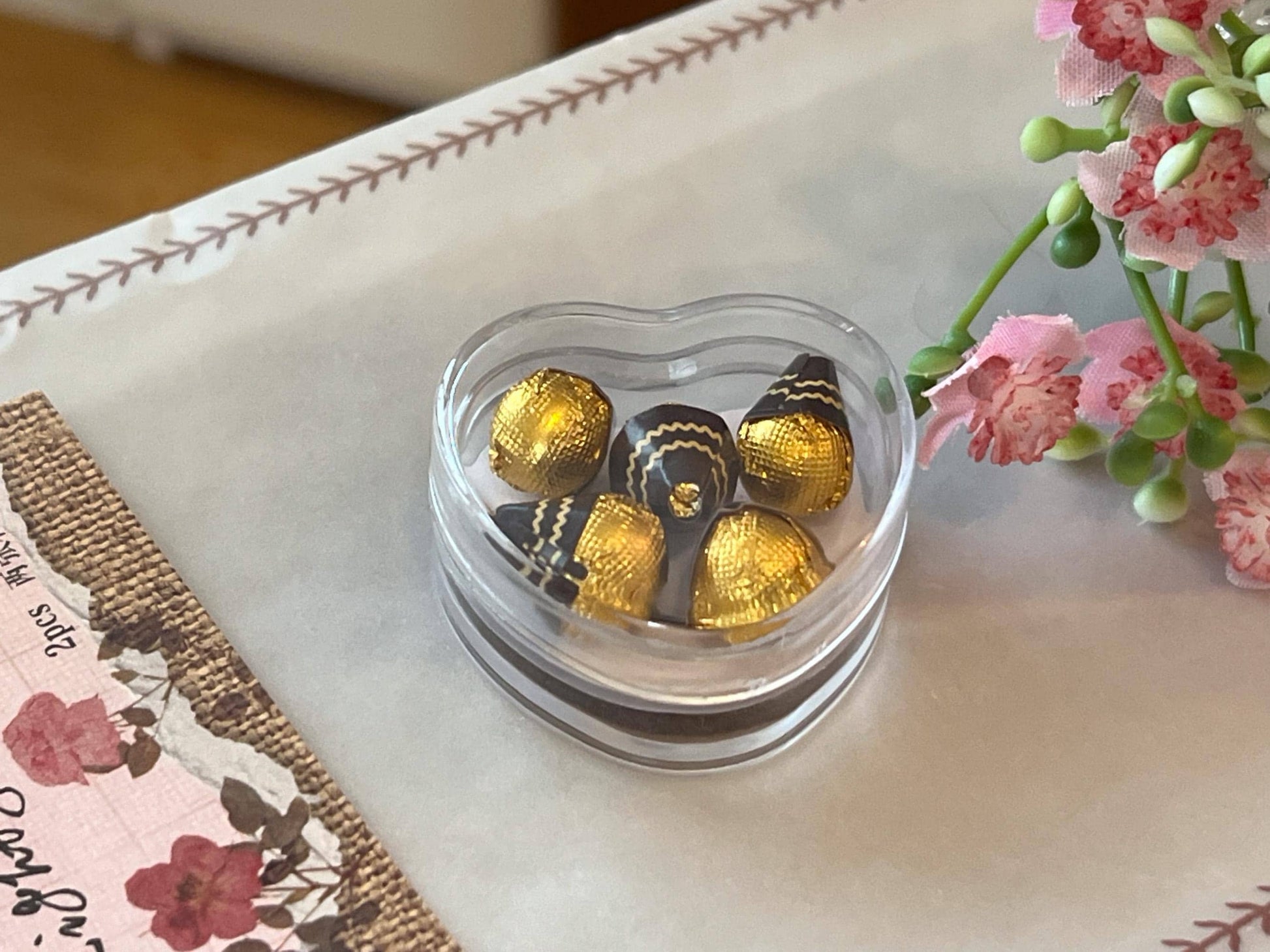 Dollhouse 1:6 Heart-Shaped Box of Chocolates 5pc Set __etsy:6545510233