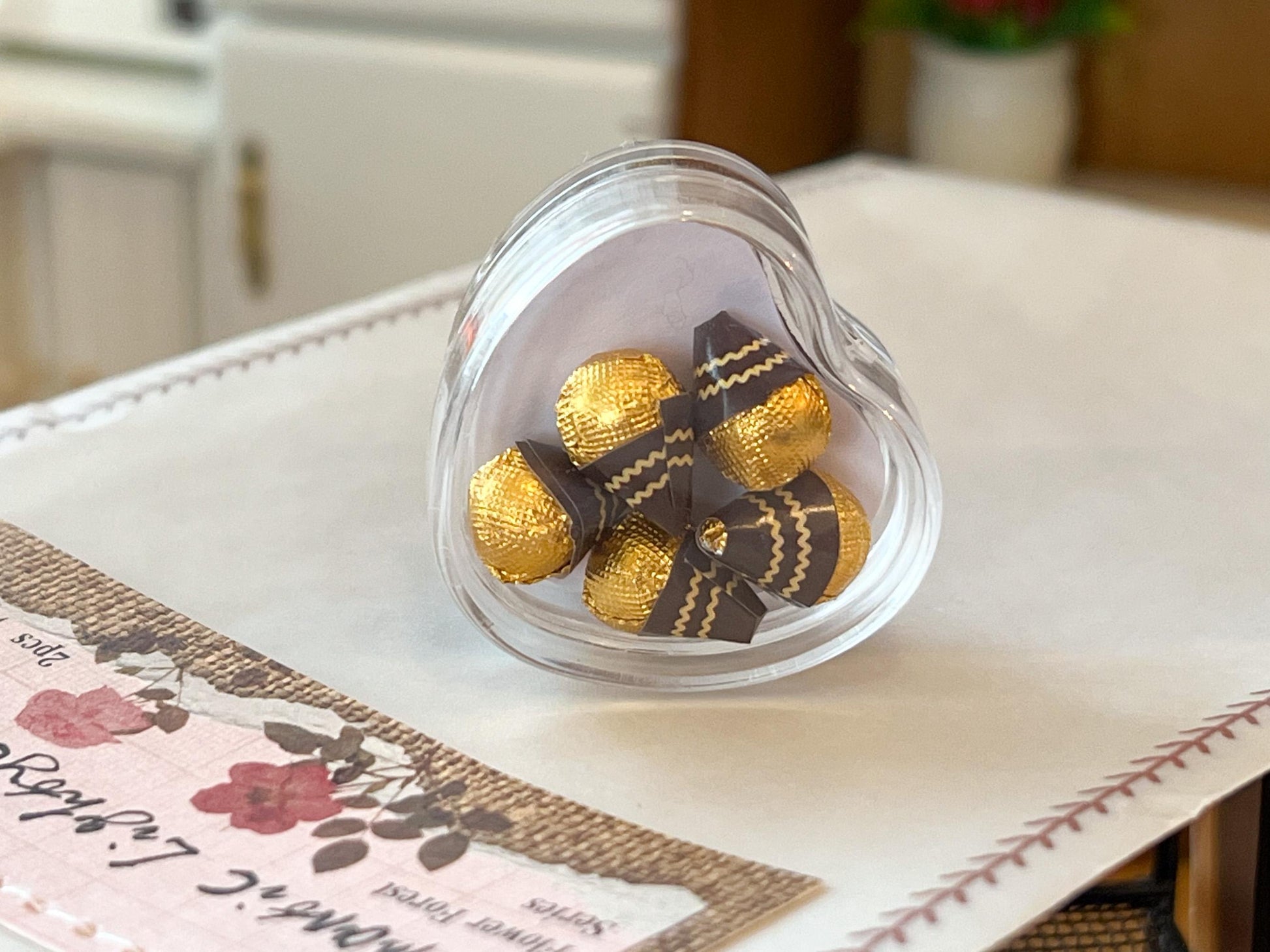 Dollhouse 1:6 Heart-Shaped Box of Chocolates 5pc Set __etsy:6545510085