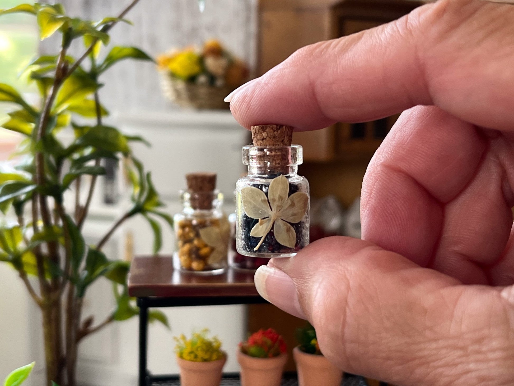 Dollhouse Jars, 3 PC Set with Dried Flowers – Doll Home Decor __etsy:6111980366