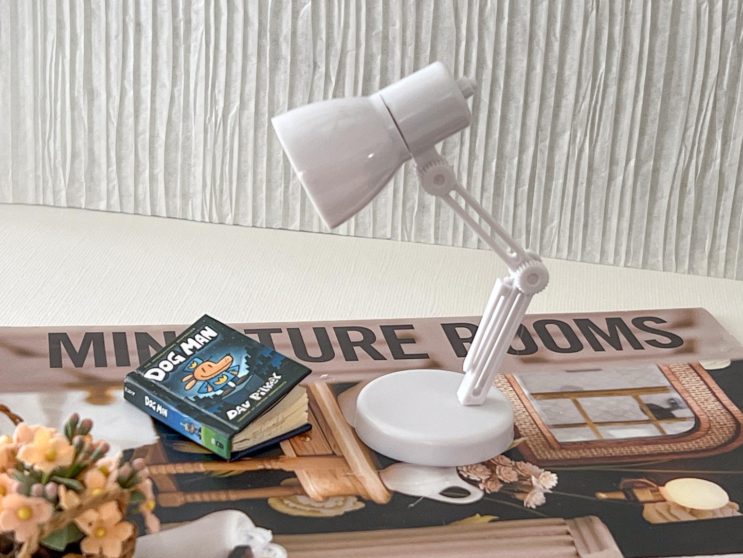 Dollhouse LED Reading Lamp  – 1:6 Portable Plastic Lamp Battery Included - White, Pink, Black __etsy:7720622707