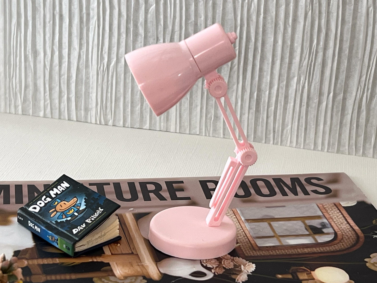 Dollhouse LED Reading Lamp  – 1:6 Portable Plastic Lamp Battery Included - White, Pink, Black __etsy:7720622715
