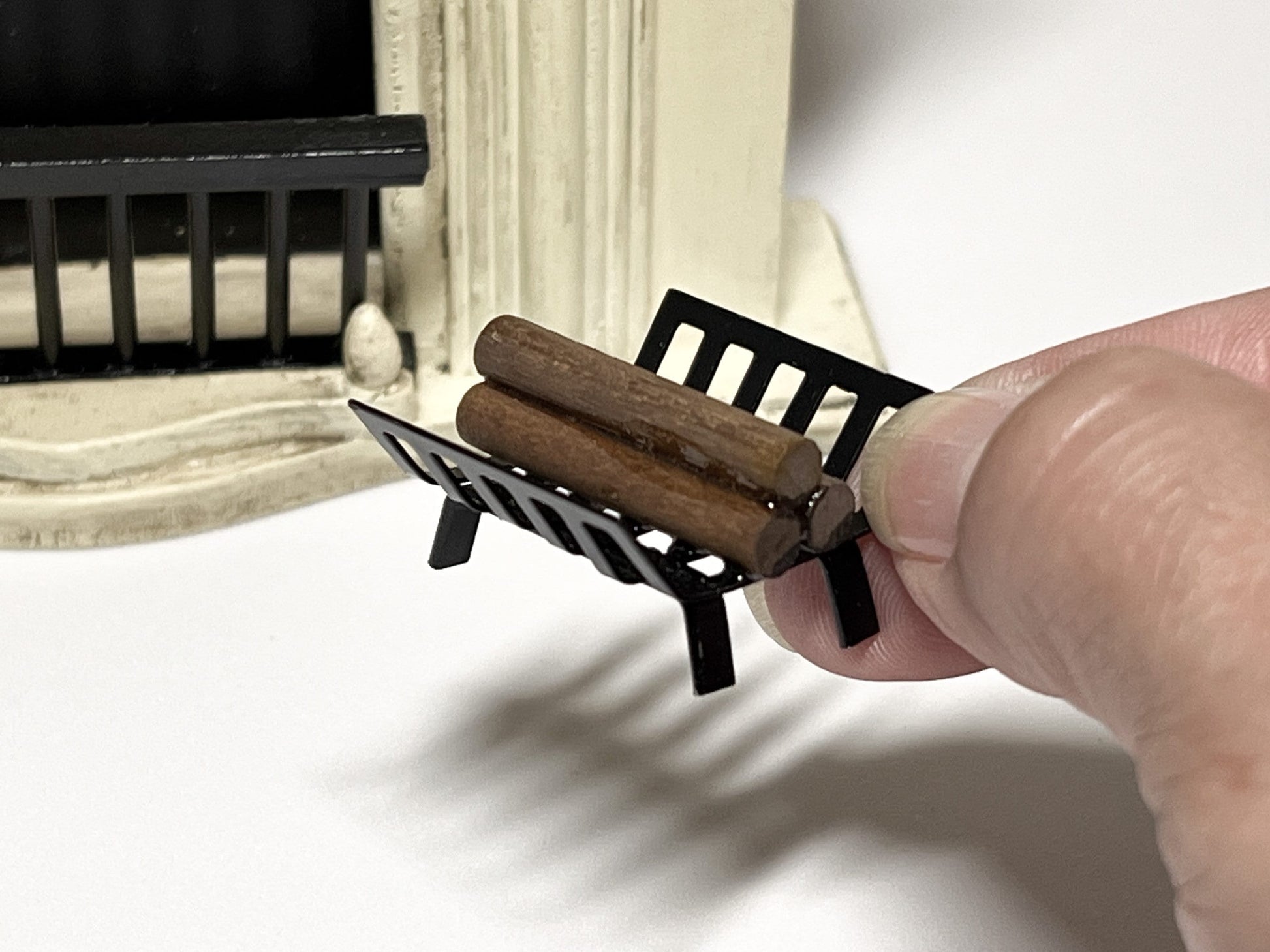 Dollhouse Miniature Firewood Log Holder Rack with Attached Logs – 1:12 Scale Dollhouse Fireplace __etsy:5655245621
