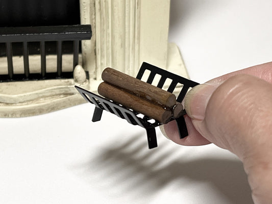 Dollhouse Miniature Firewood Log Holder Rack with Attached Logs – 1:12 Scale Dollhouse Fireplace __etsy:5655245621