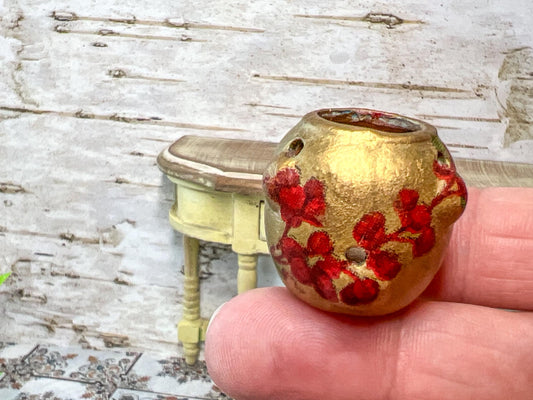 Dollhouse Miniature Gold Terracotta Strawberry Pocket Jar – 1:12 Scale Dollhouse Garden & Kitchen Decor __etsy:6729368280