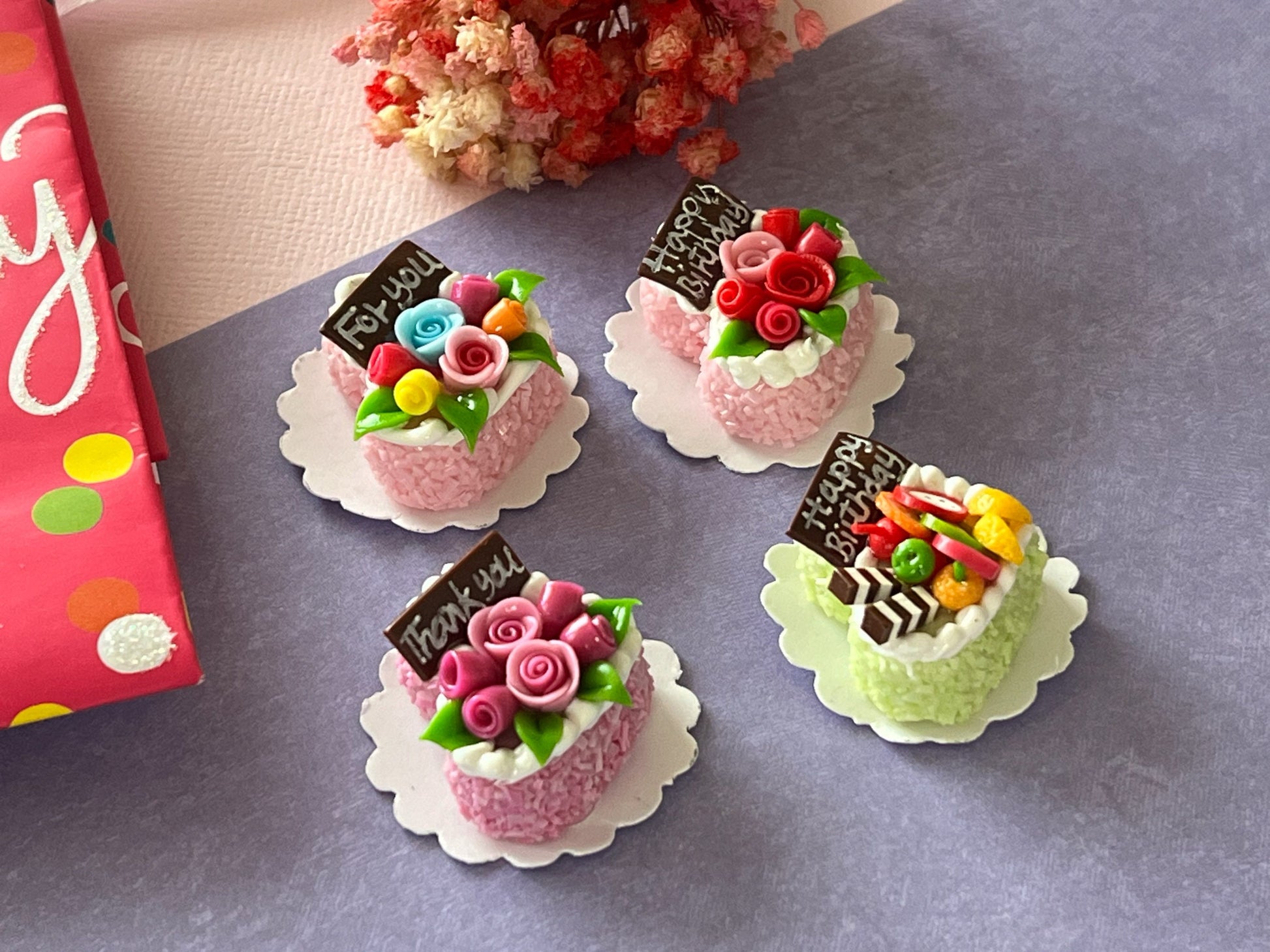 Dollhouse Miniature Heart Cakes: 12th Scale Bakery Decor __etsy:5628202342