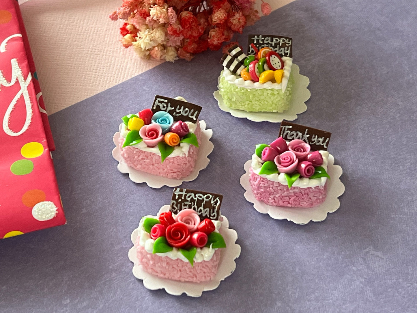 Dollhouse Miniature Heart Cakes: 12th Scale Bakery Decor __etsy:5676273021