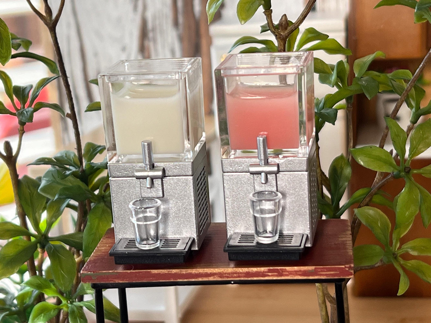 Dollhouse Miniature 1:12, 2 PC Set Juice Dispenser with Cup Filled with Like Lemonade or Fruit Juice, Restaurant Beverage Machine Dispenser __etsy:6430719153