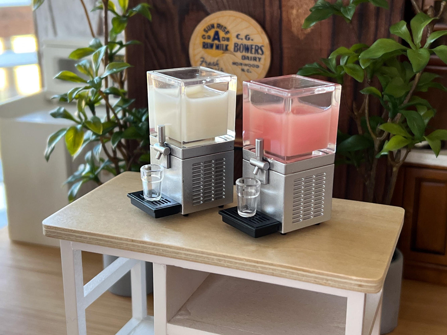 Dollhouse Miniature 1:12, 2 PC Set Juice Dispenser with Cup Filled with Like Lemonade or Fruit Juice, Restaurant Beverage Machine Dispenser __etsy:6382627610