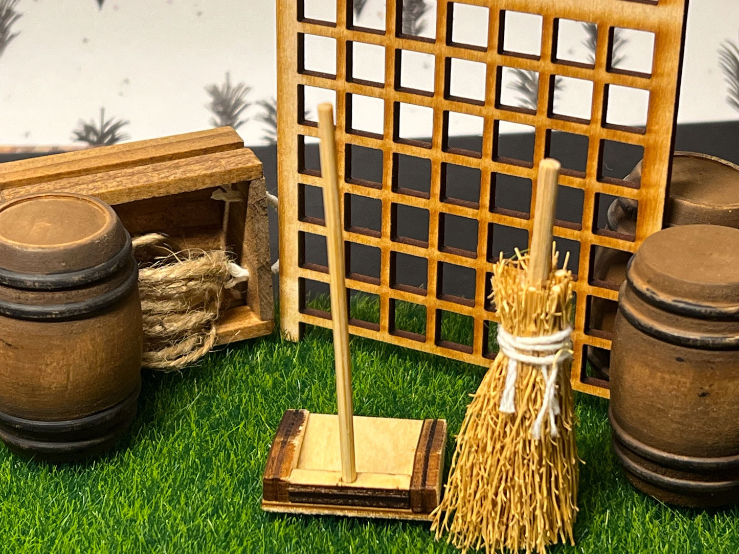 Dollhouse Miniature Retro Wooden Broom and Dustpan Set, 1:12 Scale __etsy:5543395489